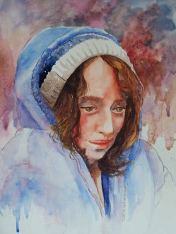 Karen Peter, Chilly Blues, Watercolor